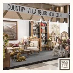A wide shot of my exhibition booth in Kanpur. It was a joy to curate this space and bring together so many of my favorite pieces, from classic seating to unique decorative accents.