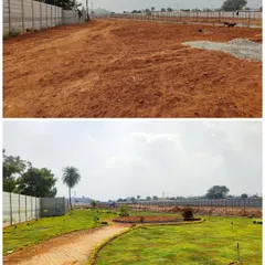 This shows the potential of large, empty plots. I turned this barren land into a community park by designing walkways, planting grass lawns, and adding trees, creating a sustainable green space for everyone to enjoy.