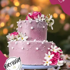 This two-tier floral cake was created for Kinjal's birthday in Satya Niketan. The combination of fresh roses and jasmine on a soft pink canvas made for a truly graceful and beautiful celebration cake.