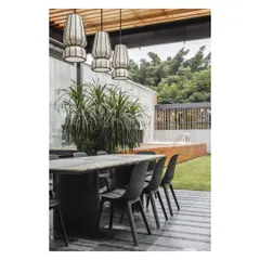 The outdoor dining area is situated next to the lawn and a plunge pool, making it the perfect hub for weekend entertaining.