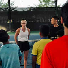 Professional player Diana Marcinkevica sharing her journey with our aspiring athletes. These sessions provide a unique glimpse into the dedication required to succeed at the highest level.