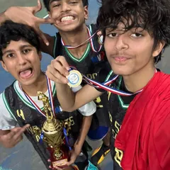 A close-up selfie from the players themselves after their big win. This is the pure joy of competition and success that we foster at the academy.