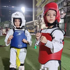 Geared up and ready for battle. This is the moment before the match starts, where focus is everything. We prepare our students mentally and physically for this intensity.