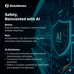 This carousel, created for the World Day for Safety and Health at Work, details our approach to revolutionizing workplace safety with AI. We show the shift from reactive measures to proactive, AI-driven predictions, real-time monitoring, and automation that keep employees safe.