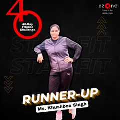 A huge congratulations to our 40-Day Fitness Challenge runner-up, Ms. Khushboo Singh. She demonstrated incredible perseverance and achieved fantastic results throughout the program.