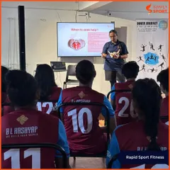 A workshop on menstrual health for the elite female footballers at our camp. In collaboration with the Simply Periods Initiative, we covered crucial topics like reproductive anatomy, period management, and menstrual disorders in athletes.