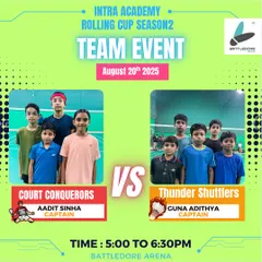 Day 4 of the Rolling Cup Season 2. The Court Conquerors clash with the Thunder Shuttlers in a crucial team event.