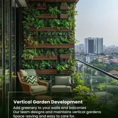 Even a high-rise balcony can become a lush vertical garden. We designed this space-saving solution to bring the beauty of nature to an urban apartment, creating a private green sanctuary with a stunning city view.