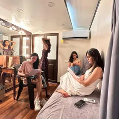 Another shot from the vanity van on the 'Dange/Por' set. We spent a lot of time in here, running lines and just hanging out.