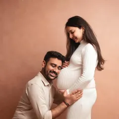 The dad-to-be listening to the baby bump is always a heartwarming shot. It’s a classic pose that captures the excitement and connection.