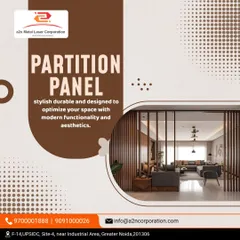 A stylish partition panel used to optimize a living space with modern aesthetics. The vertical wooden slats create a semi-private division without completely closing off the area, maintaining an open feel.