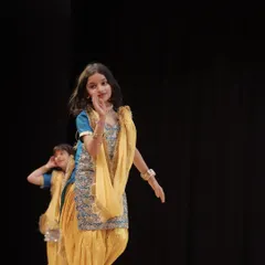 A candid moment of one of our youngest dancers on stage. Her smile says it all. Maza aaya sabhi ko!