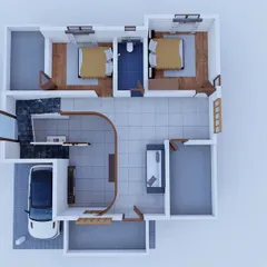 An identical top-down 3D floor plan, providing a clear and simple visualization of the home's layout.