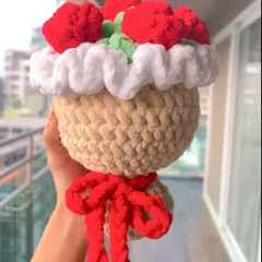 This isn't your average bouquet. I designed this plush rose bouquet to be extra soft and huggable, using thick, chunky yarn for a big, bold statement. It’s the perfect comfort gift.