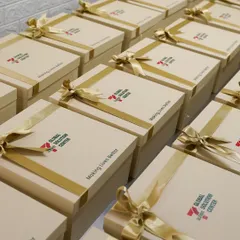 Rows of custom branded hampers ready for delivery. I take pride in helping companies like Global Solution Center show their appreciation through gifts that are both beautiful and meaningful.
