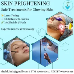Skin brightening is about achieving a healthy, radiant glow. This graphic showcases some of the safe and effective treatments I offer, including laser toning, glutathione infusions, and medical-grade facials.