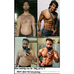 I practice what I preach. On the bottom is my own fat to fit journey, proving that with the right mindset and guidance, anyone can achieve their dream physique. If I can do it, so can you.