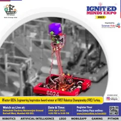 We empower our students to tackle complex engineering challenges. This is the RFactor 6024, an international award-winning robot built by our team for the FIRST Robotics Championship, showcasing advanced mechanics and programming.