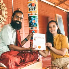 I am filled with pride as I present a new graduate with his Yoga Teacher Training Certificate. Each certificate represents a personal journey of dedication, growth, and the courage to step onto a new path.