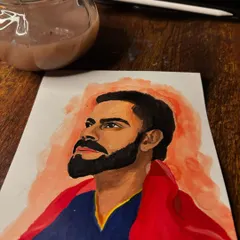 A watercolor portrait of Virat Kohli, created for his birthday. He is a true inspiration, and this was my way of celebrating his dedication and passion.