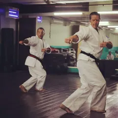 Here I am practicing alongside Senpai Richard from the Seido Chicago dojo. These exchanges with visiting karateka enrich our training and remind us that we are all part of a larger, worldwide martial arts family.