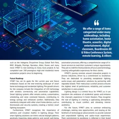 This excerpt from my feature in Homesindia magazine details my company's future roadmap and commitment to excellence. It covers my focus on integrating LED technology, smart lighting, and audio-visual solutions in every project.