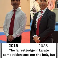 My role as a JKA judge has been a long journey of commitment to fairness and precision. This image reflects my dedication since 2016 to upholding the spirit of Budo in competition, seeing beyond the belt to the quality of the technique.