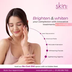An overview of my innovative treatments to brighten and whiten the complexion. The graphic lists Laser Rejuvenation, Chemical Peels, Microdermabrasion, and Whitening Facials as available options.