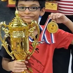 Pure joy and victory. Vivyan Gada with his Gold medal and trophy after winning the TSTTA Mumbai 2nd District Ranking Tournament in the U-11 Boys category.