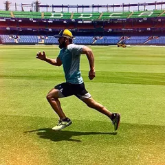Running with purpose at the Arun Jaitley Stadium. Speed is a critical component of cricket, and my programs are designed to improve your acceleration, sprint mechanics, and endurance, making you a formidable presence on the pitch.