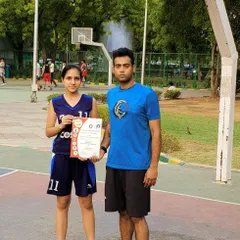 We are incredibly proud of our dedicated players. Here is our trainee, Priyanshi J., holding her certificate after representing Delhi state in the Under 16 Girls National Championship. Her hard work is an inspiration to everyone at the academy.