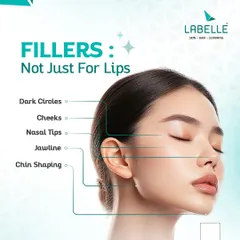 Fillers are not just for lips. We use them to enhance various areas of the face, including cheeks, jawline, and chin, and to reduce the appearance of dark circles for a balanced, youthful look.