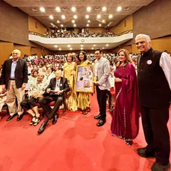 On stage at RD National College for an event by the Public Concern for Governance Trust (PCGT). We felicitated Mr. Manoj Sharma, IPS, the real-life hero of the film '12th Fail', to inspire young minds towards public service.