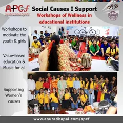 Through my foundation, APCF, I conduct 'Workshops of Wellness' in schools and colleges. Here, you can see me using music and rhythm to motivate youth, promote value-based education, and support women's causes.