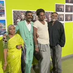 With my mother, curator Joshua Muyiwa, and artist Vivek Vilasini at the opening of 'No Longer A Memory'. This show was deeply personal, and sharing it with friends, family, and the art community was a profound experience.