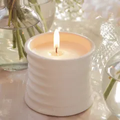 What do you wish to manifest? My Daydream scented candles are perfect companions for daily rituals. The minimalist ceramic vessel with its clean, concentric rings holds our Gardenia Delight fragrance, helping you create a space of serenity and focus.