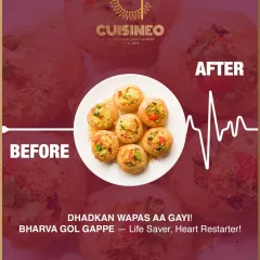 Our Bharva Gol Gappe are a true "heart restarter." This playful take on a classic street food favorite is always a crowd-pleaser at our events.