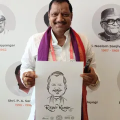 A happy portrait of MLA Rajeev Kumar. It was amazing to see how everyone, no matter how busy, enjoyed taking a moment to get their caricature done.