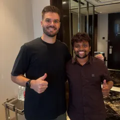 A happy photo with Aiden Markram after his session. The thumbs-up says it all. My goal is always to ensure my clients are happy with my work.