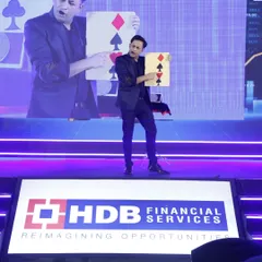 Card magic on a grand scale for HDB Financial Services. This classic trick is always a crowd-pleaser, bringing a moment of simple wonder to a sophisticated corporate audience.