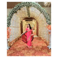 Dressed for a wedding event performance. I believe in complementing the theme of your special day, and I coordinate my attire to match the elegance and energy of the occasion, whether it's a sangeet, reception, or cocktail party.