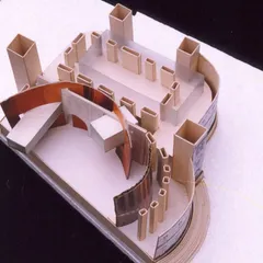An early study model for our competition entry to develop Minto Hall in Bhopal. The model explores how new curved forms could be inserted within the historic structure to create a dynamic interior space for a modern convention center.