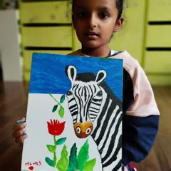 This exhibition-worthy zebra painting took two hours of patience, focus, and lots of fun. I love guiding my students to create art they can be truly proud of.