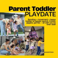 Bonding plus movement equals a happy toddler and an even happier parent. Our Parent Toddler Playdates are filled with crawls, giggles, and games, all with you by their side.