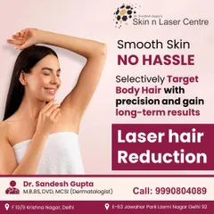 Get long-term results with laser hair reduction. Our lasers selectively target body hair with precision, damaging the follicle to prevent future growth without harming the surrounding skin.