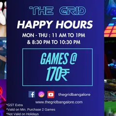 Our Happy Hours are back. From Monday to Thursday, enjoy games starting at just ₹170 at all our Bangalore locations.