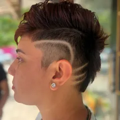 The final look of the hair tattoo from a different perspective. This style is all about expressing individuality and confidence.