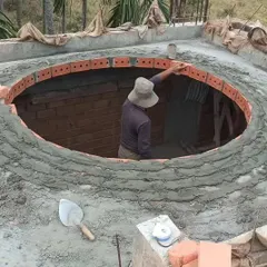 I am in awe of the skill and craftsmanship involved in constructing this Rohtak brick dome roof, a technique used to reduce concrete.