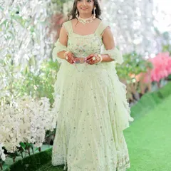 My bride in full bloom for her Haldi ceremony. The pastel green lehenga and soft glam makeup created a look that was fresh, modern, and beautiful.