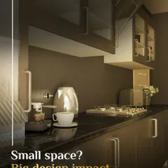 Small space? Big design impact. At FAMA, I make every inch count with smart storage, sleek finishes, and layouts that feel bigger than they look. This compact kitchen proves that great design is not about size.